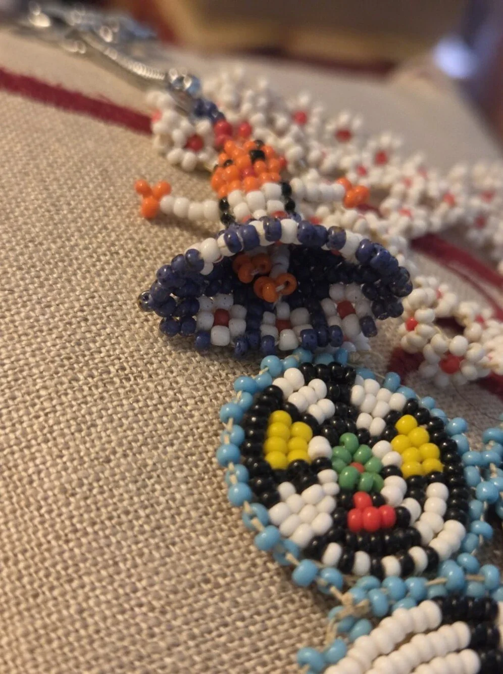 Vintage Native American Thunderbird Beaded Pendant Necklace With Keychain